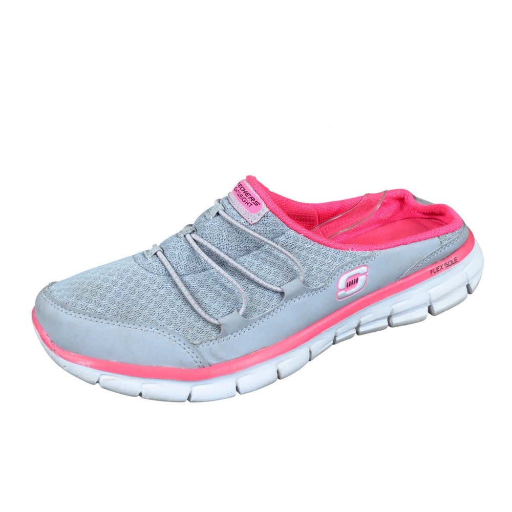 Skechers 11865 Womens Mule Sneaker Size 9 Walking Athletic Grey Pink Mesh